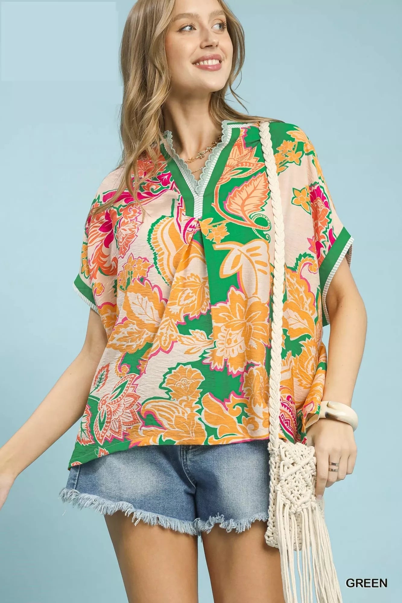 Umgee Abstract Print Oversized Top - Bitsy Gypsy Boutique