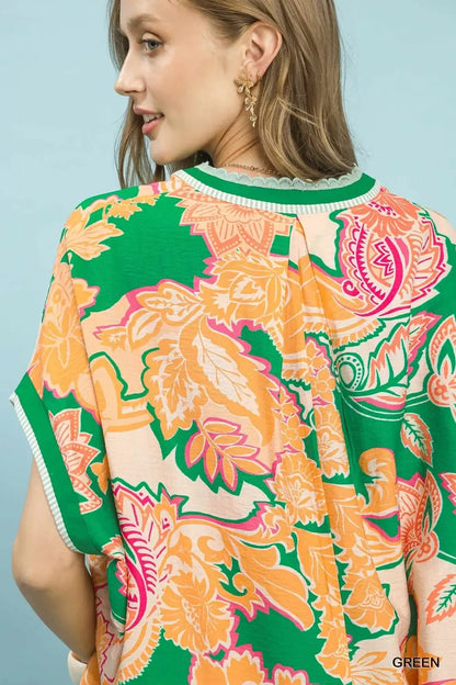 Umgee Abstract Print Oversized Top - Bitsy Gypsy Boutique