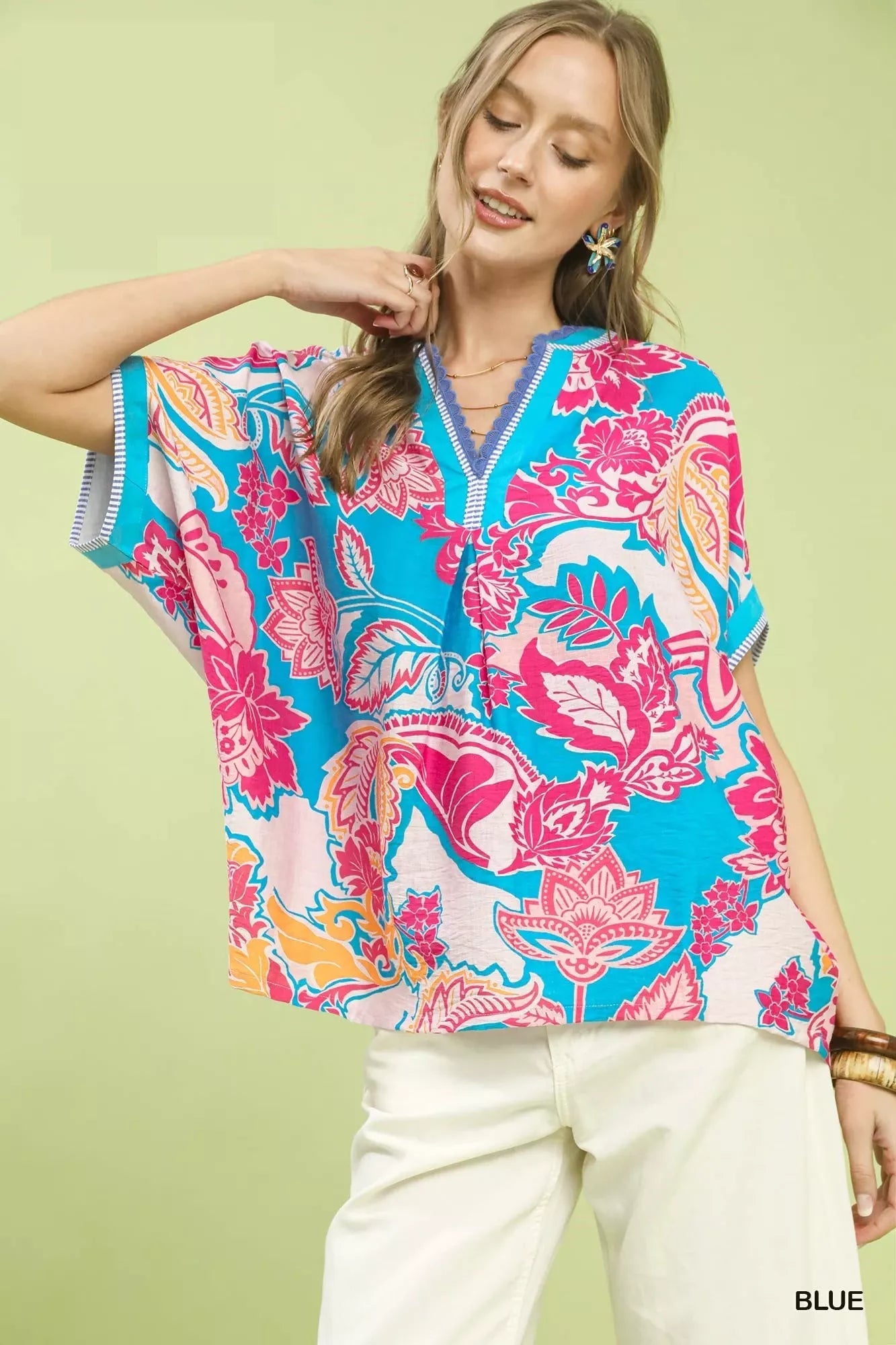 Umgee Abstract Print Oversized Top - Bitsy Gypsy Boutique