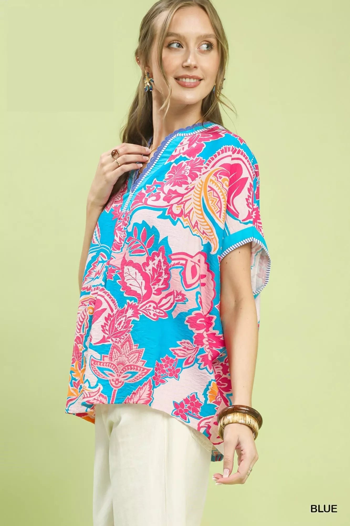 Umgee Abstract Print Oversized Top - Bitsy Gypsy Boutique