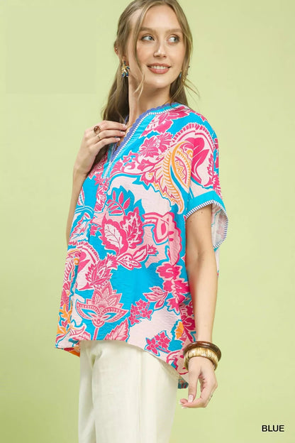 Umgee Abstract Print Oversized Top - Bitsy Gypsy Boutique