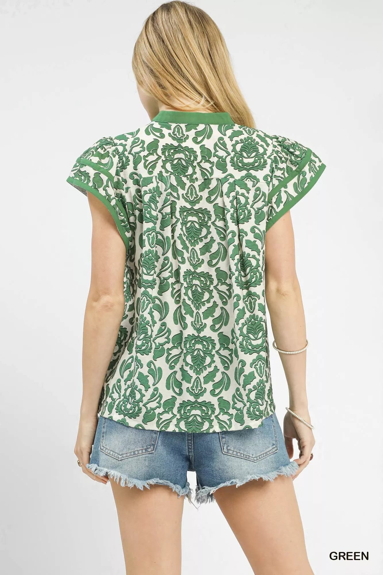 Umgee Abstract Print Short Sleeve Blouse - Bitsy Gypsy Boutique