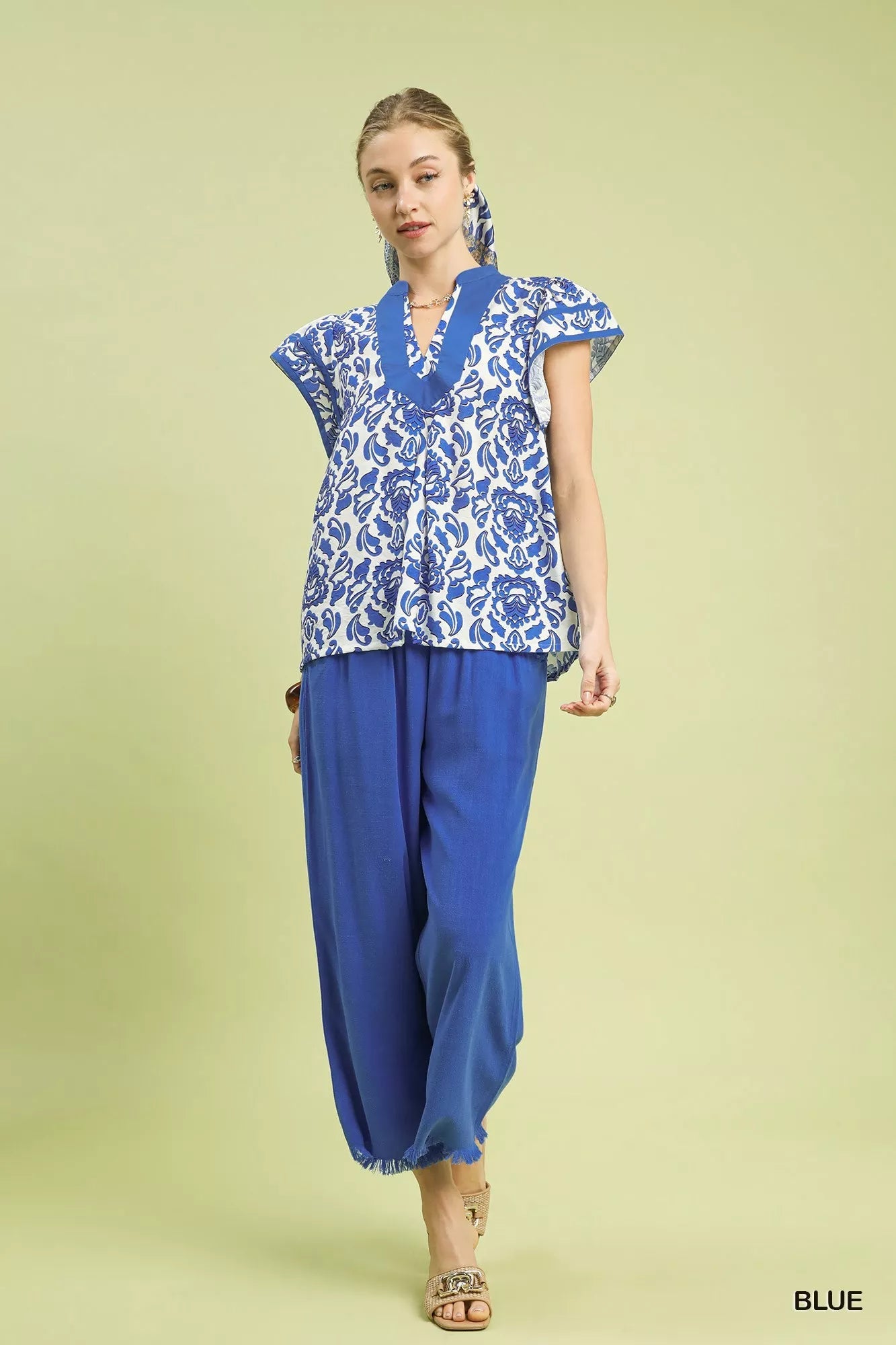 Umgee Abstract Print Short Sleeve Blouse - Bitsy Gypsy Boutique