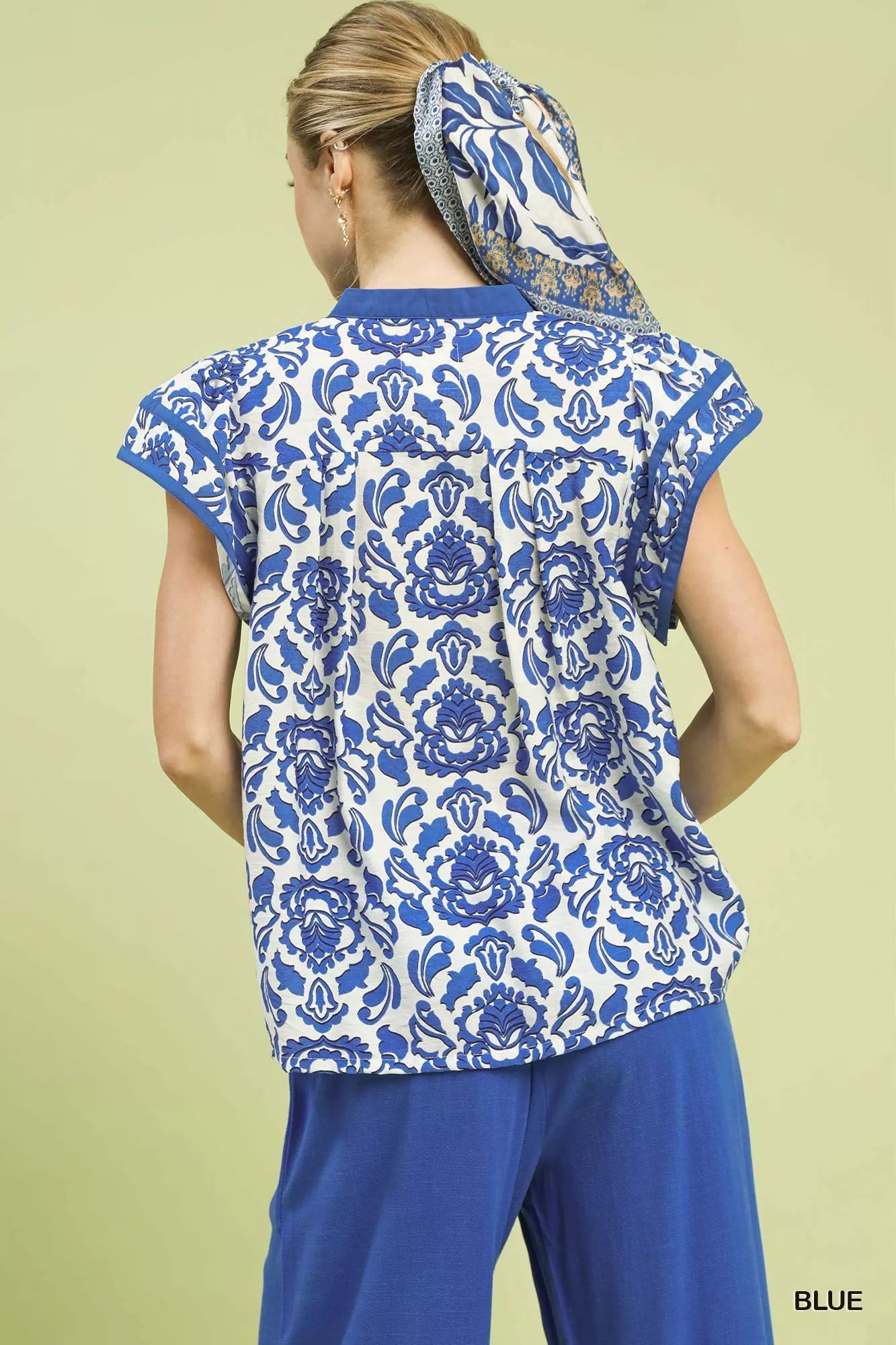 Umgee Abstract Print Short Sleeve Blouse - Bitsy Gypsy Boutique