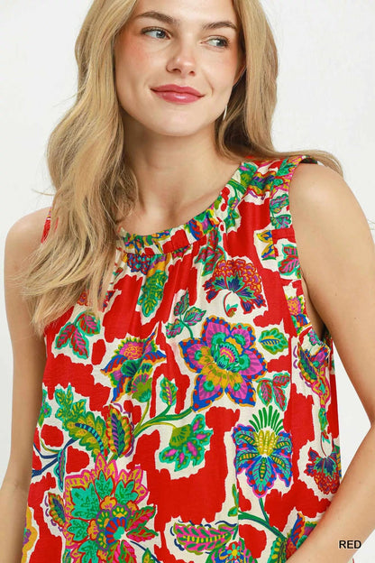 Umgee Abstract Print Sleeveless Shift Dress - Bitsy Gypsy Boutique