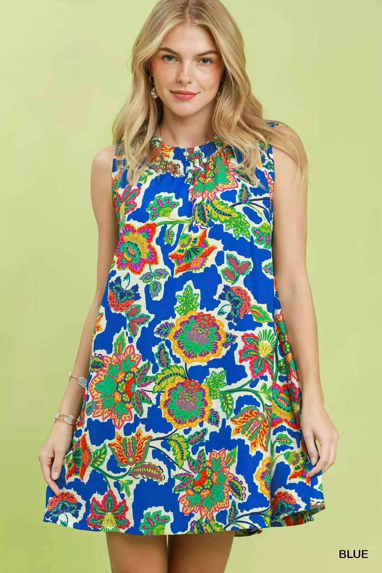 Umgee Abstract Print Sleeveless Shift Dress - Bitsy Gypsy Boutique