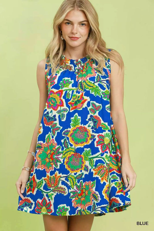 Umgee Abstract Print Sleeveless Shift Dress - Bitsy Gypsy Boutique