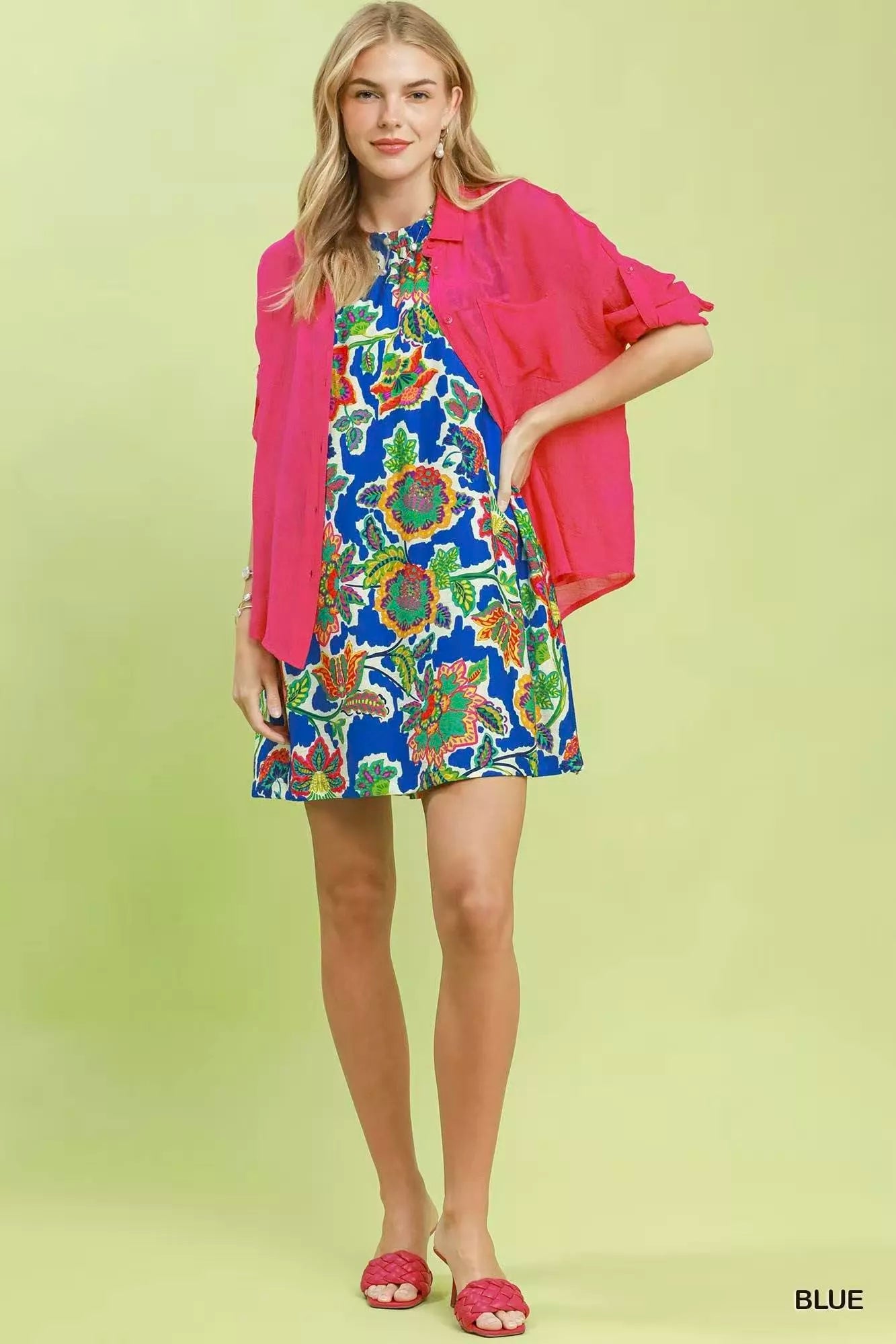 Umgee Abstract Print Sleeveless Shift Dress - Bitsy Gypsy Boutique
