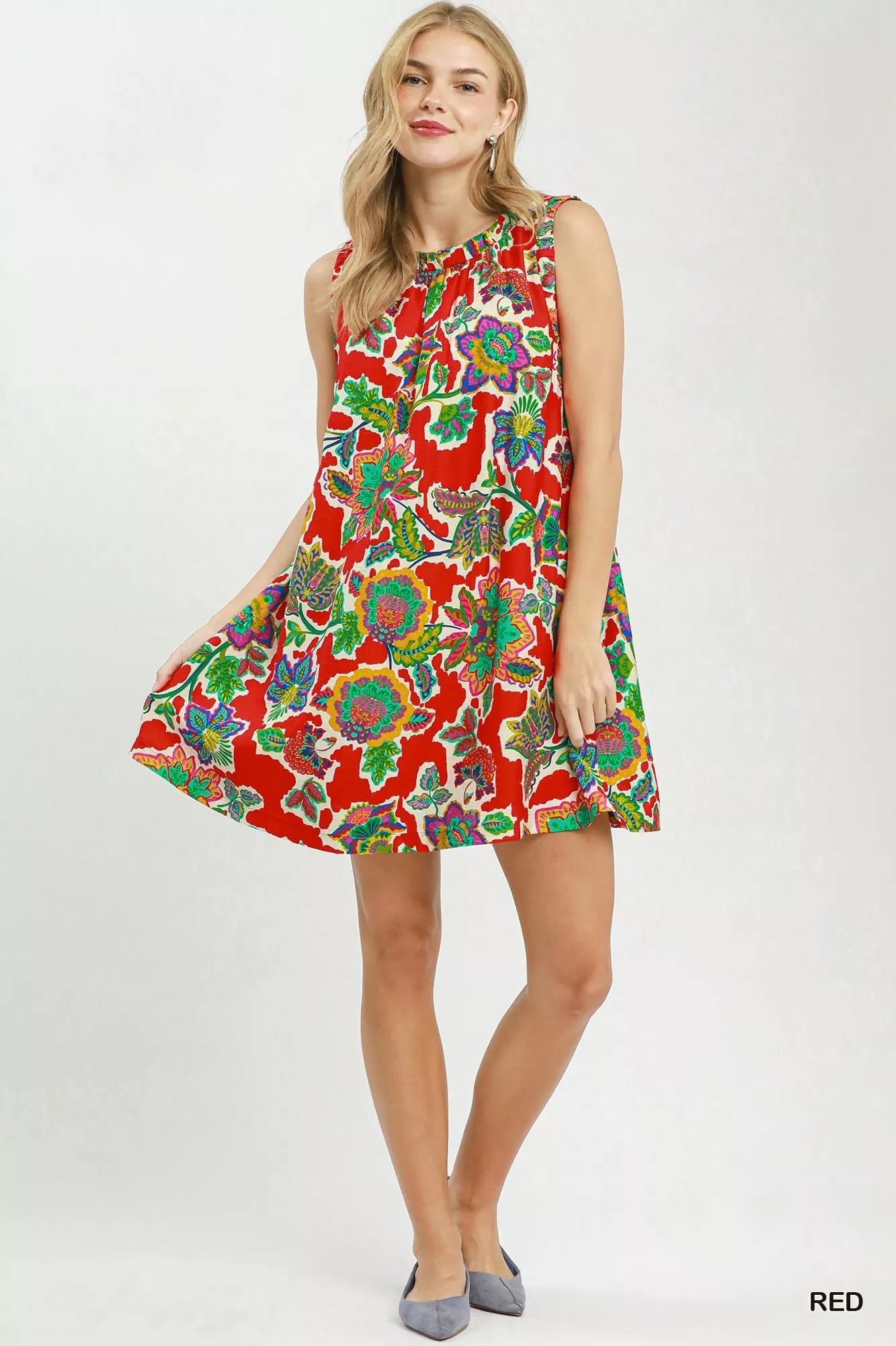 Umgee Abstract Print Sleeveless Shift Dress - Bitsy Gypsy Boutique