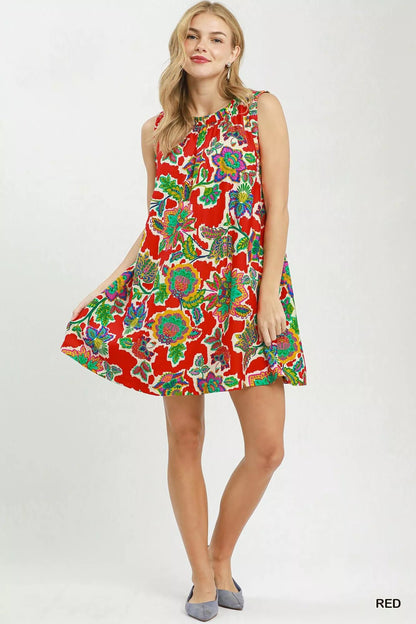 Umgee Abstract Print Sleeveless Shift Dress - Bitsy Gypsy Boutique