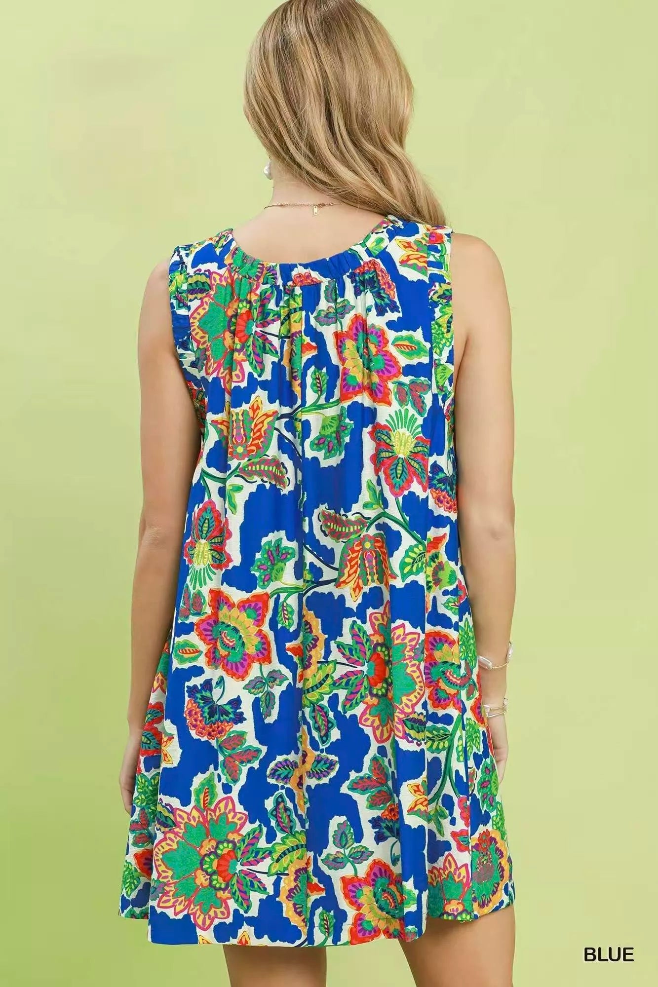 Umgee Abstract Print Sleeveless Shift Dress - Bitsy Gypsy Boutique