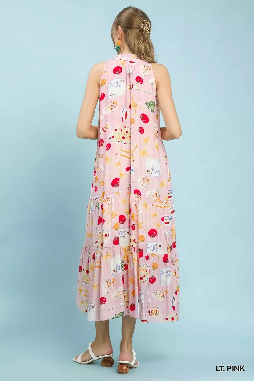 Umgee Abstract Print Tiered Halter Midi Dress - Bitsy Gypsy Boutique