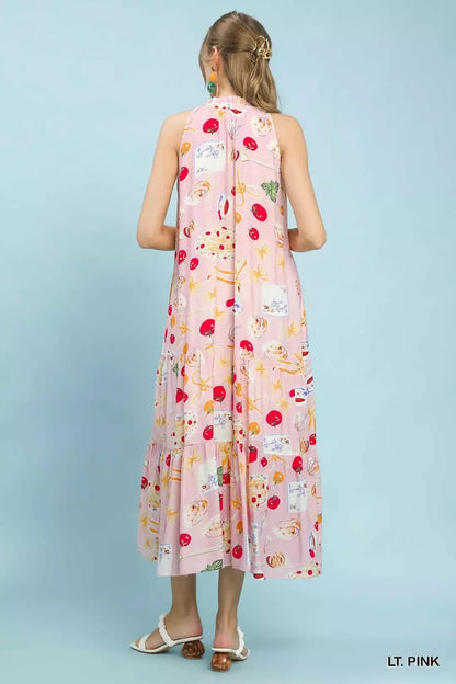 Umgee Abstract Print Tiered Halter Midi Dress - Bitsy Gypsy Boutique