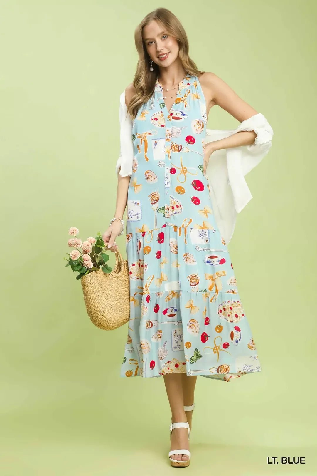 Umgee Abstract Print Tiered Halter Midi Dress - Bitsy Gypsy Boutique