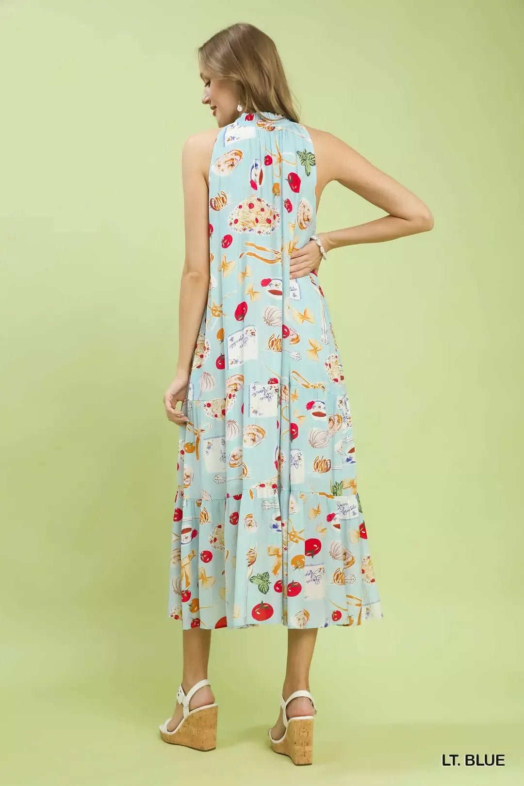 Umgee Abstract Print Tiered Halter Midi Dress - Bitsy Gypsy Boutique