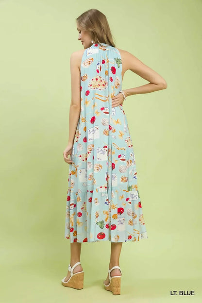 Umgee Abstract Print Tiered Halter Midi Dress - Bitsy Gypsy Boutique