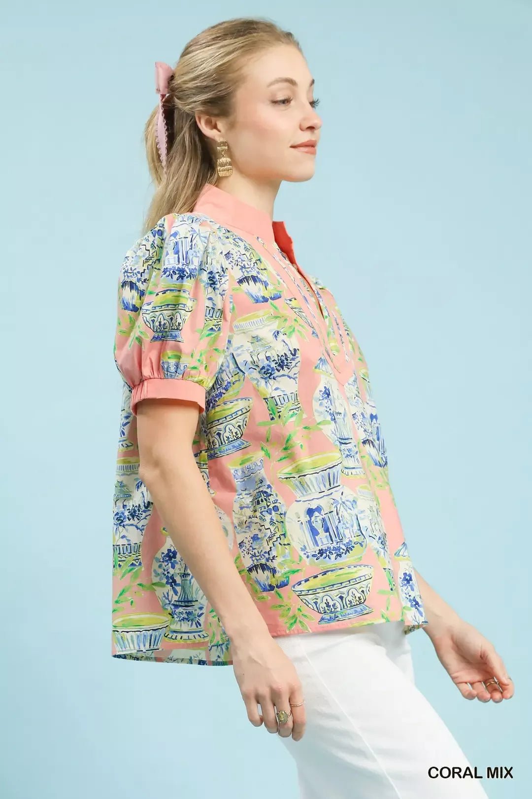 Umgee Abstract Print V - Neck Top - Bitsy Gypsy Boutique