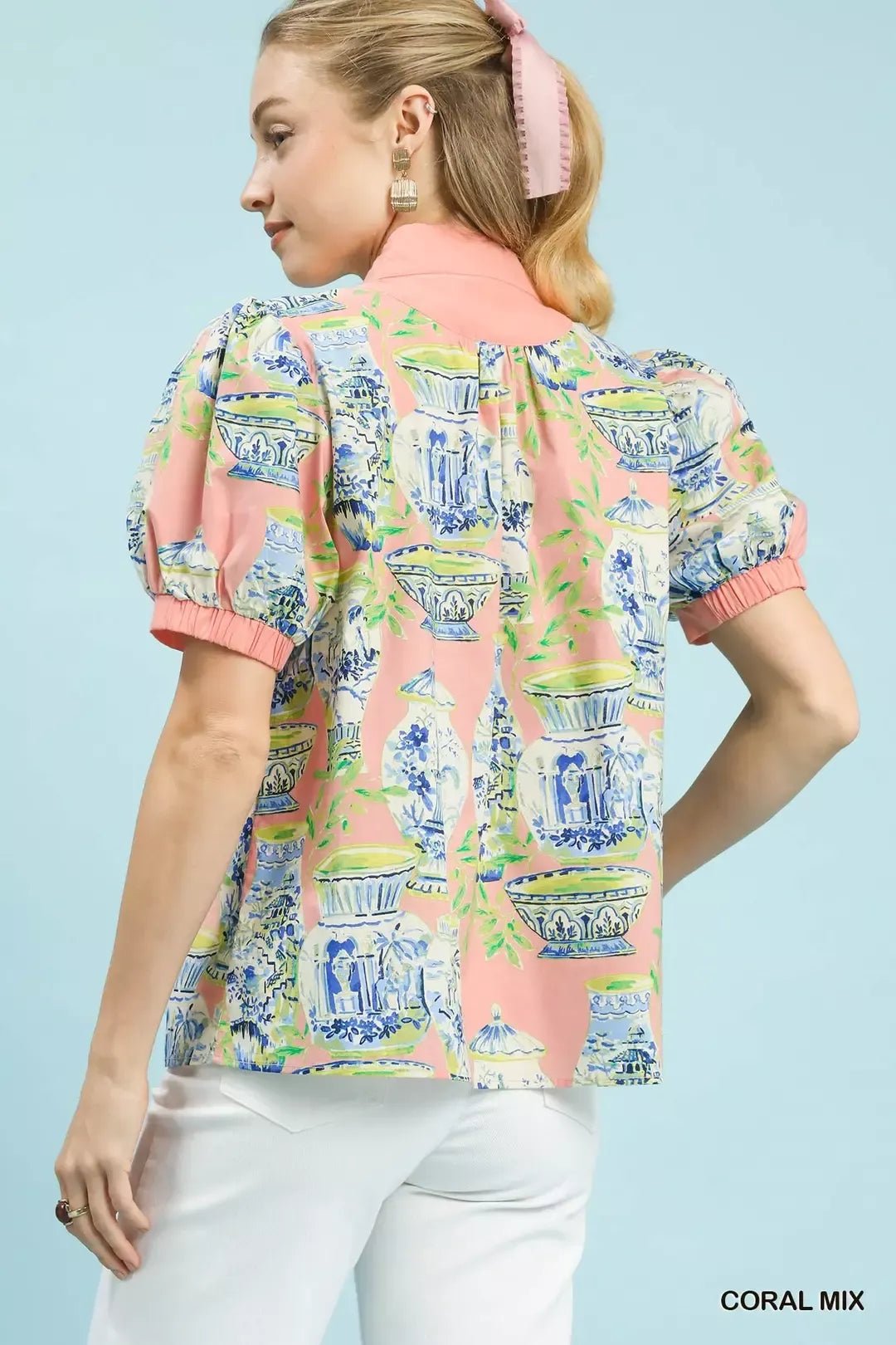 Umgee Abstract Print V - Neck Top - Bitsy Gypsy Boutique