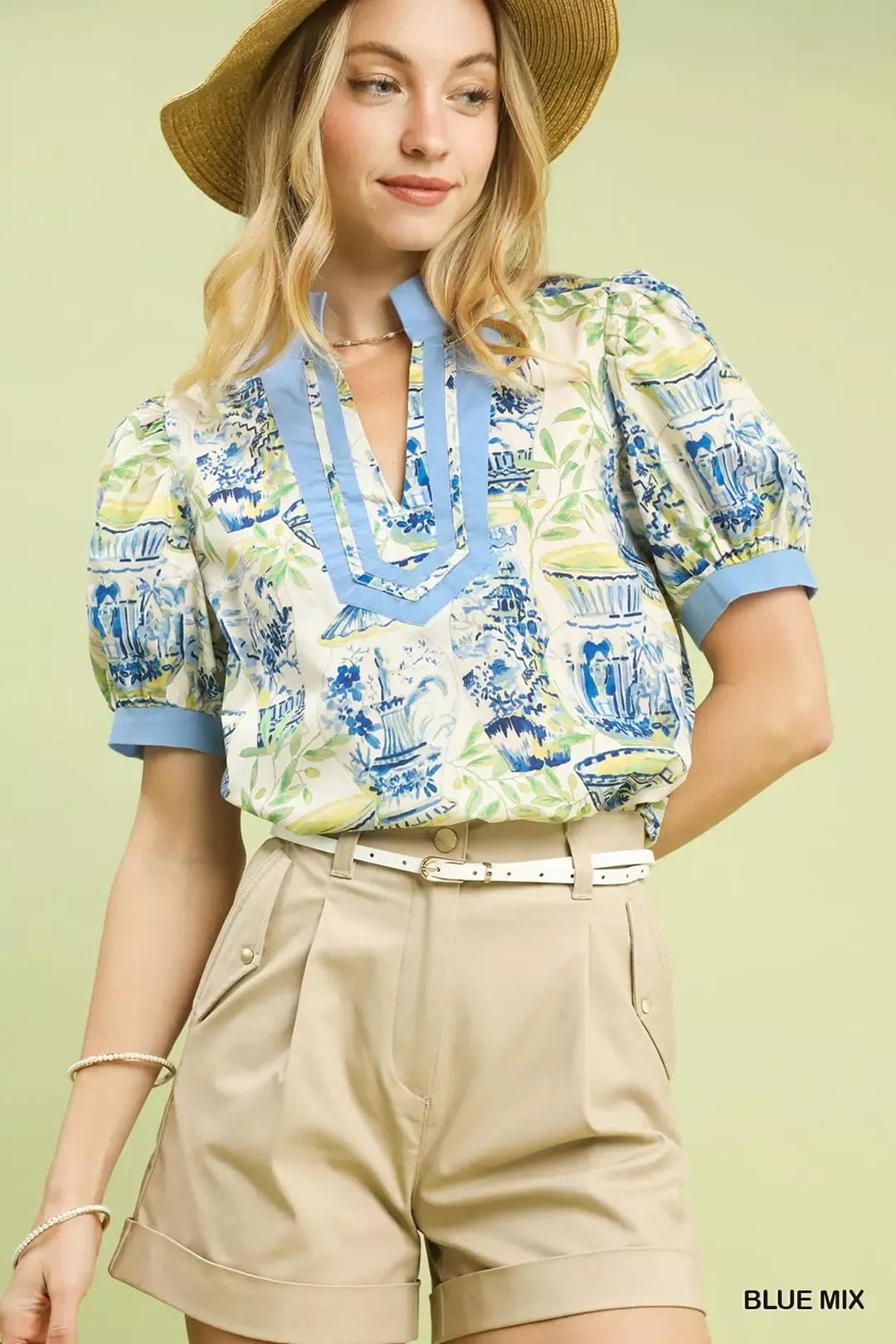 Umgee Abstract Print V - Neck Top - Bitsy Gypsy Boutique