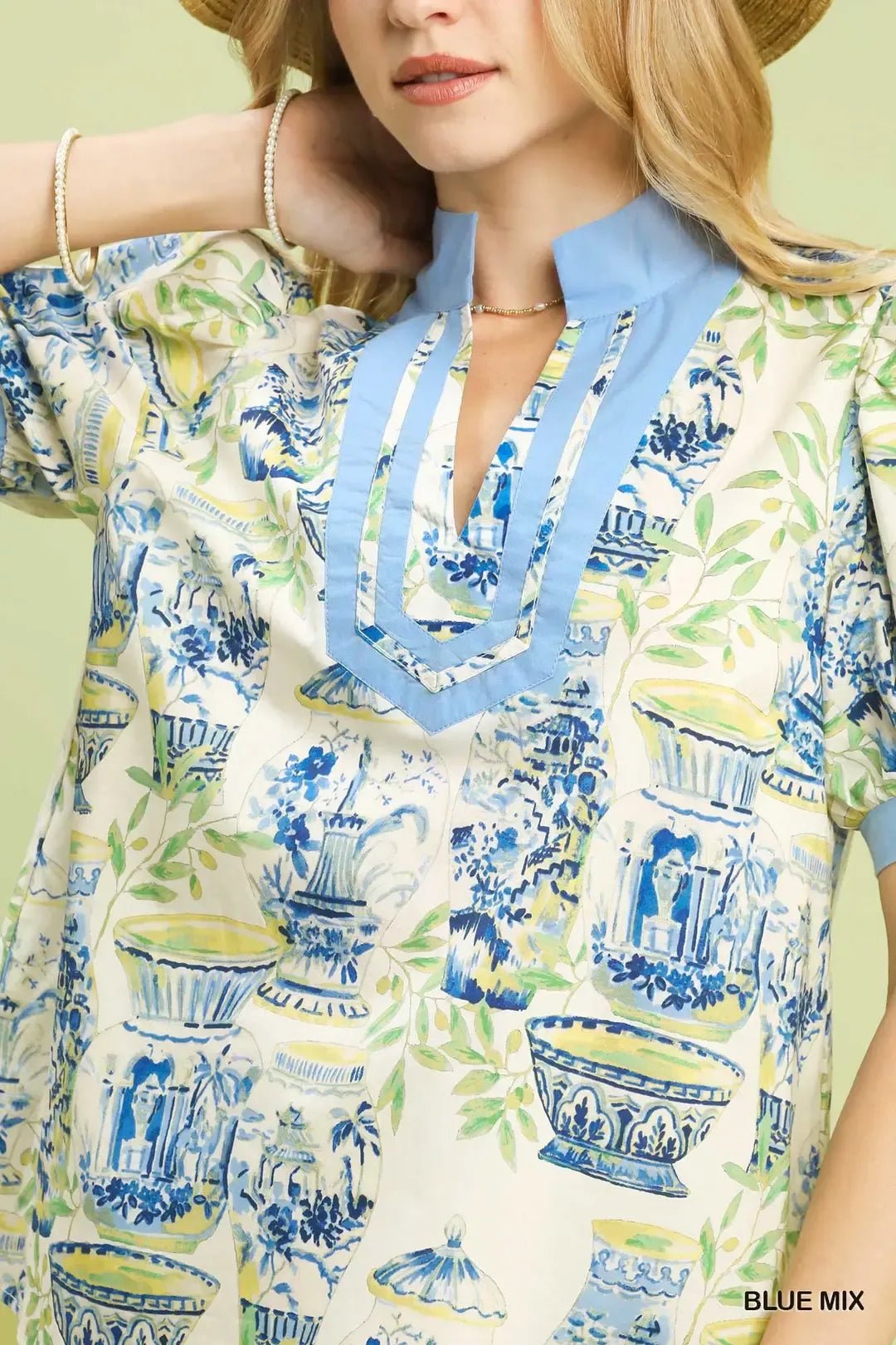 Umgee Abstract Print V - Neck Top - Bitsy Gypsy Boutique
