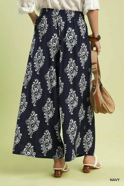 Umgee Abstract Print Wide Leg Pants - Bitsy Gypsy Boutique