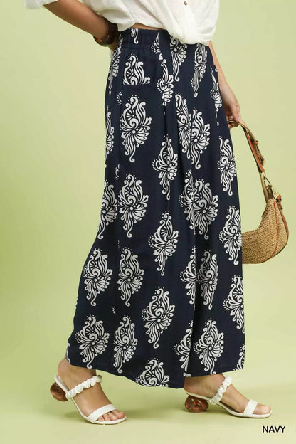 Umgee Abstract Print Wide Leg Pants - Bitsy Gypsy Boutique