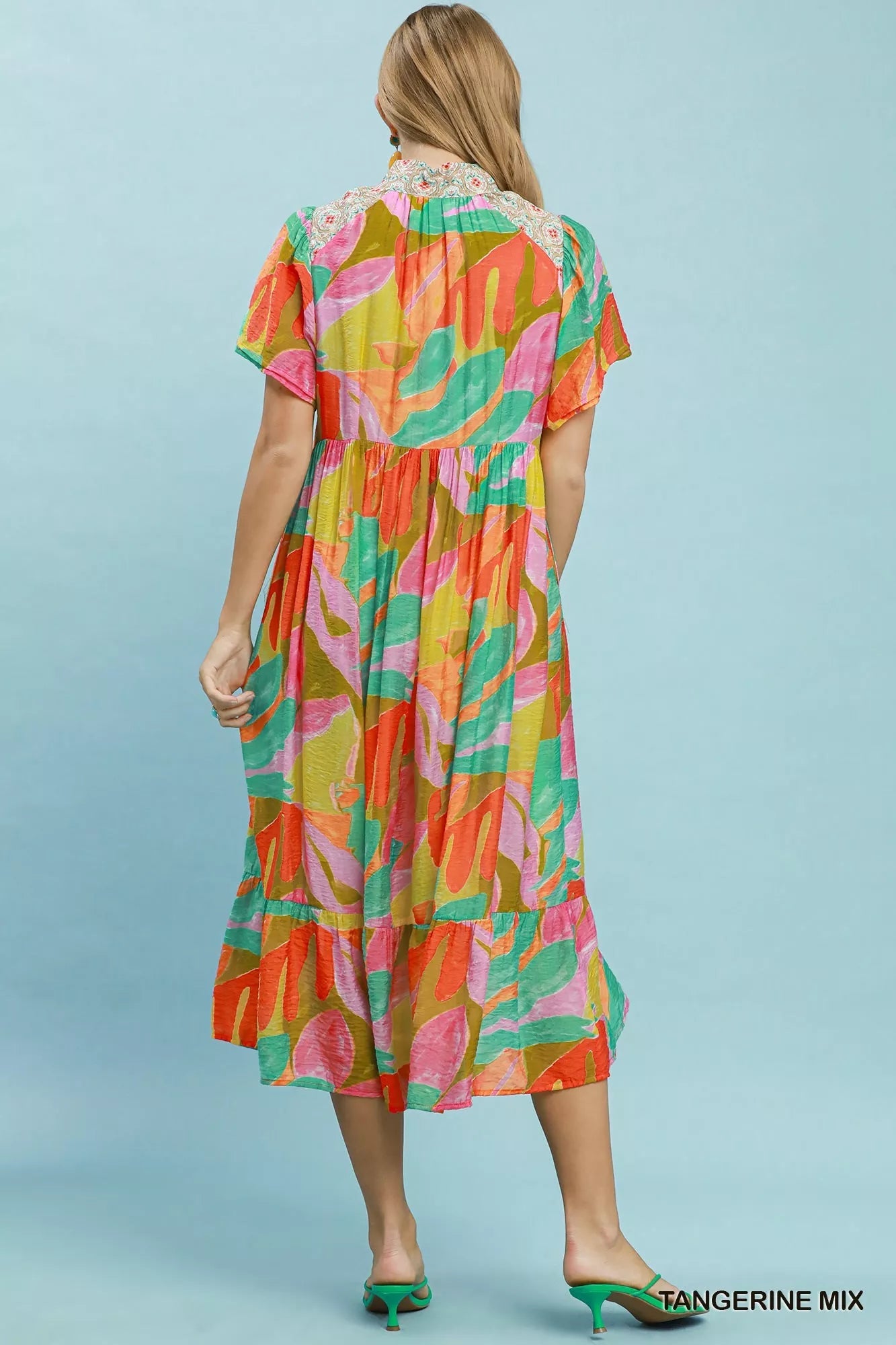 Umgee Abstract Tropical Print Tiered Midi Dress - Bitsy Gypsy Boutique
