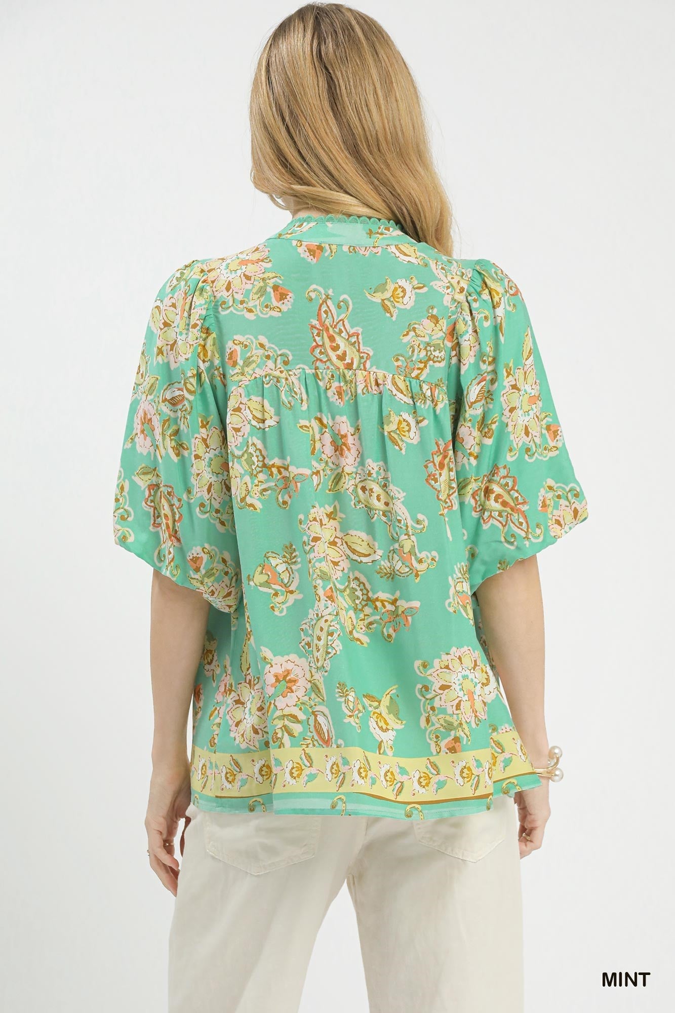 Umgee Apricot Floral Boho Blouse - Bitsy Gypsy Boutique