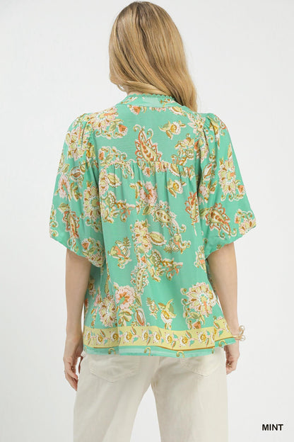 Umgee Apricot Floral Boho Blouse - Bitsy Gypsy Boutique