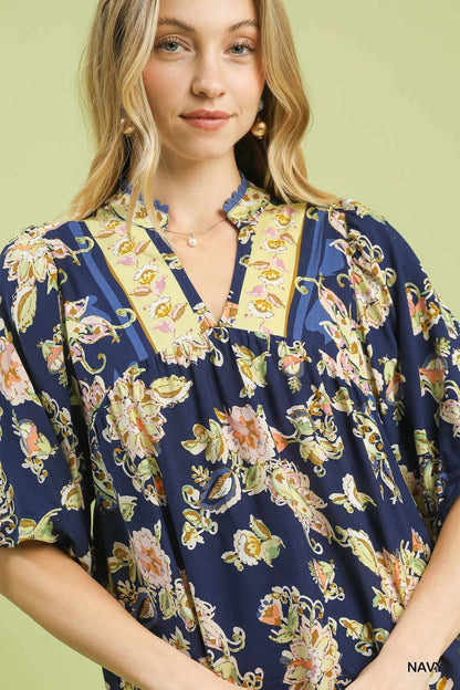 Umgee Apricot Floral Boho Blouse - Bitsy Gypsy Boutique