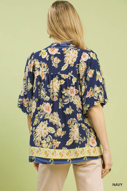Umgee Apricot Floral Boho Blouse - Bitsy Gypsy Boutique