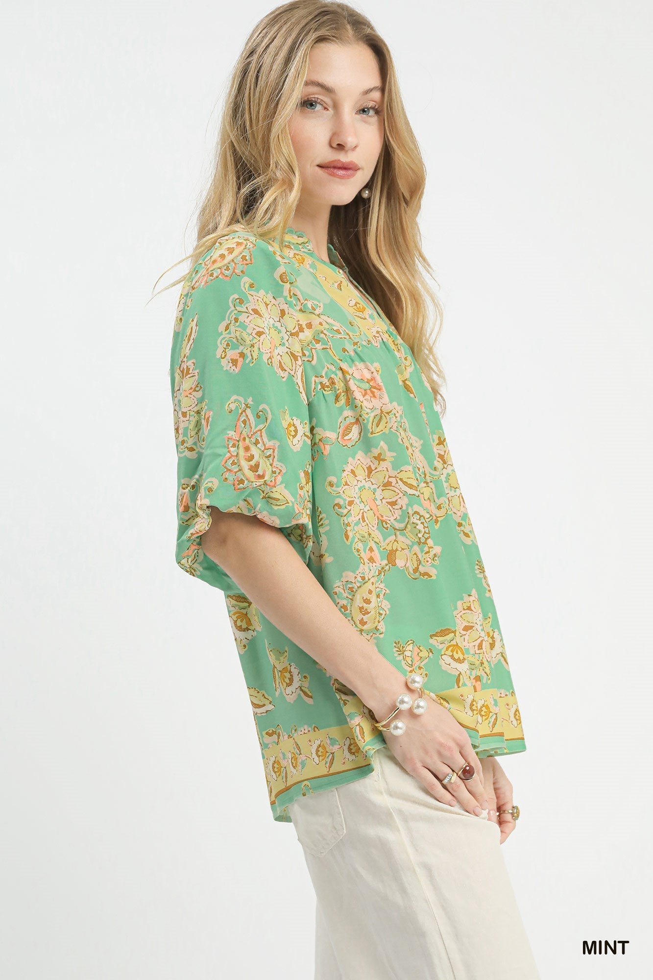 Umgee Apricot Floral Boho Blouse - Bitsy Gypsy Boutique
