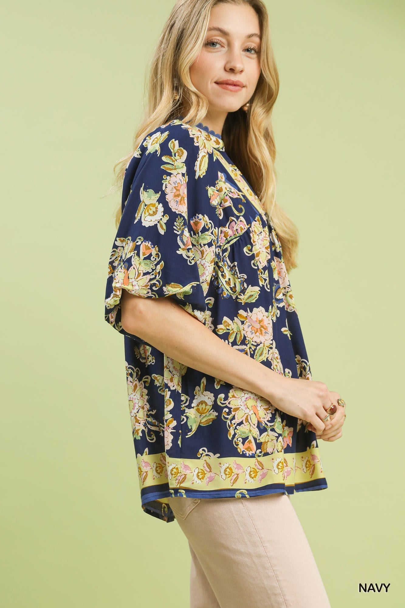 Umgee Apricot Floral Boho Blouse - Bitsy Gypsy Boutique