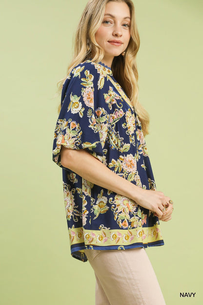 Umgee Apricot Floral Boho Blouse - Bitsy Gypsy Boutique