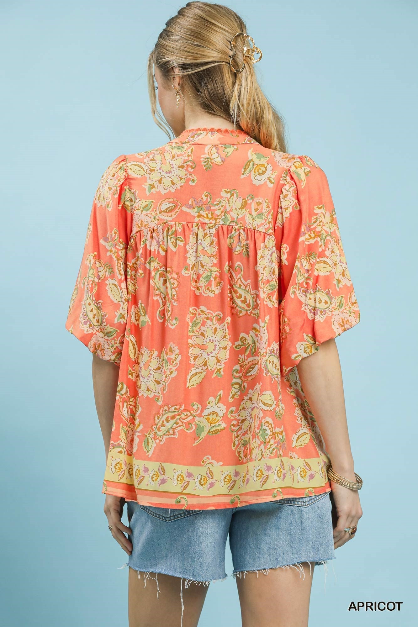 Umgee Apricot Floral Boho Blouse - Bitsy Gypsy Boutique