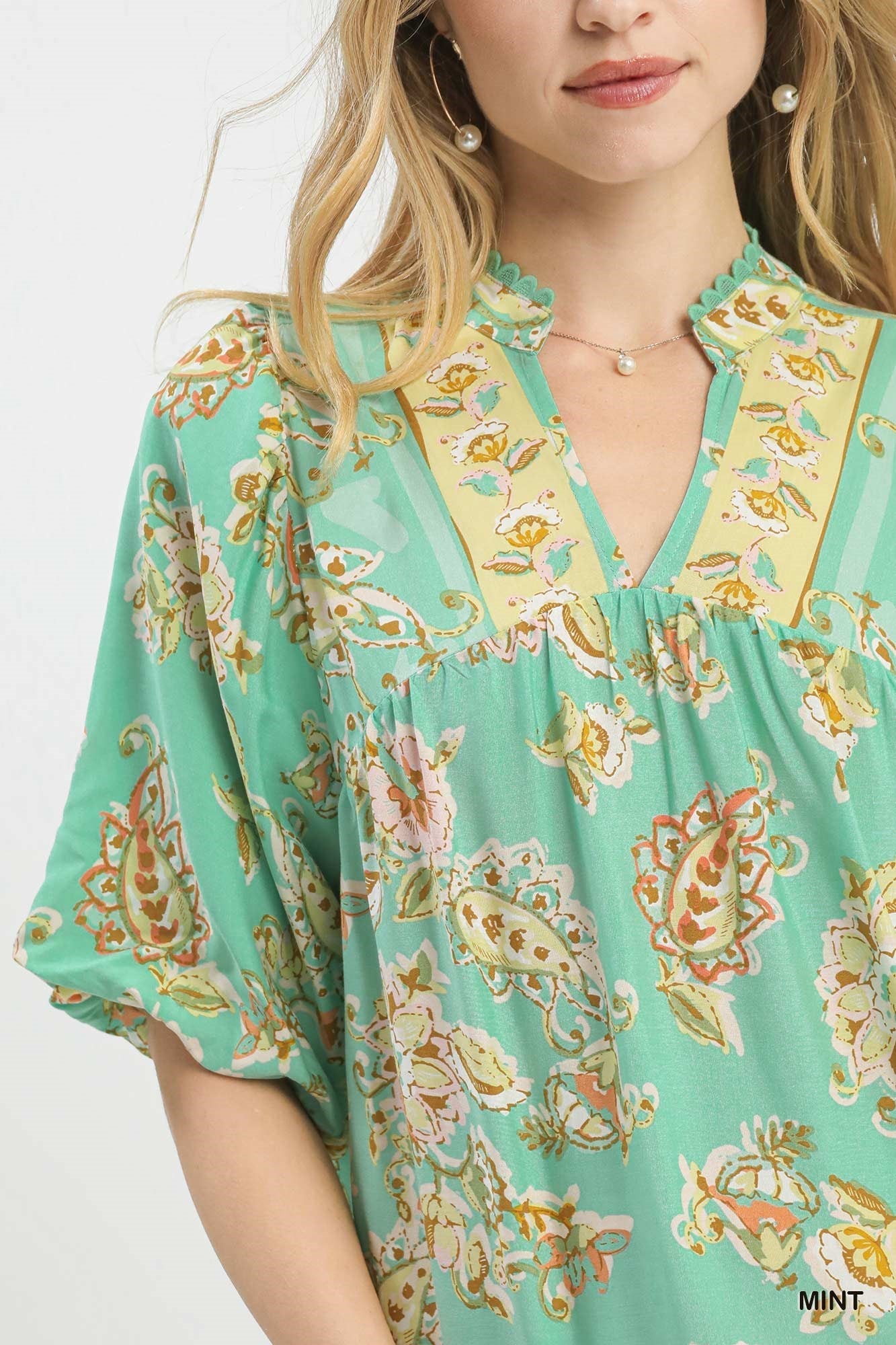 Umgee Apricot Floral Boho Blouse - Bitsy Gypsy Boutique