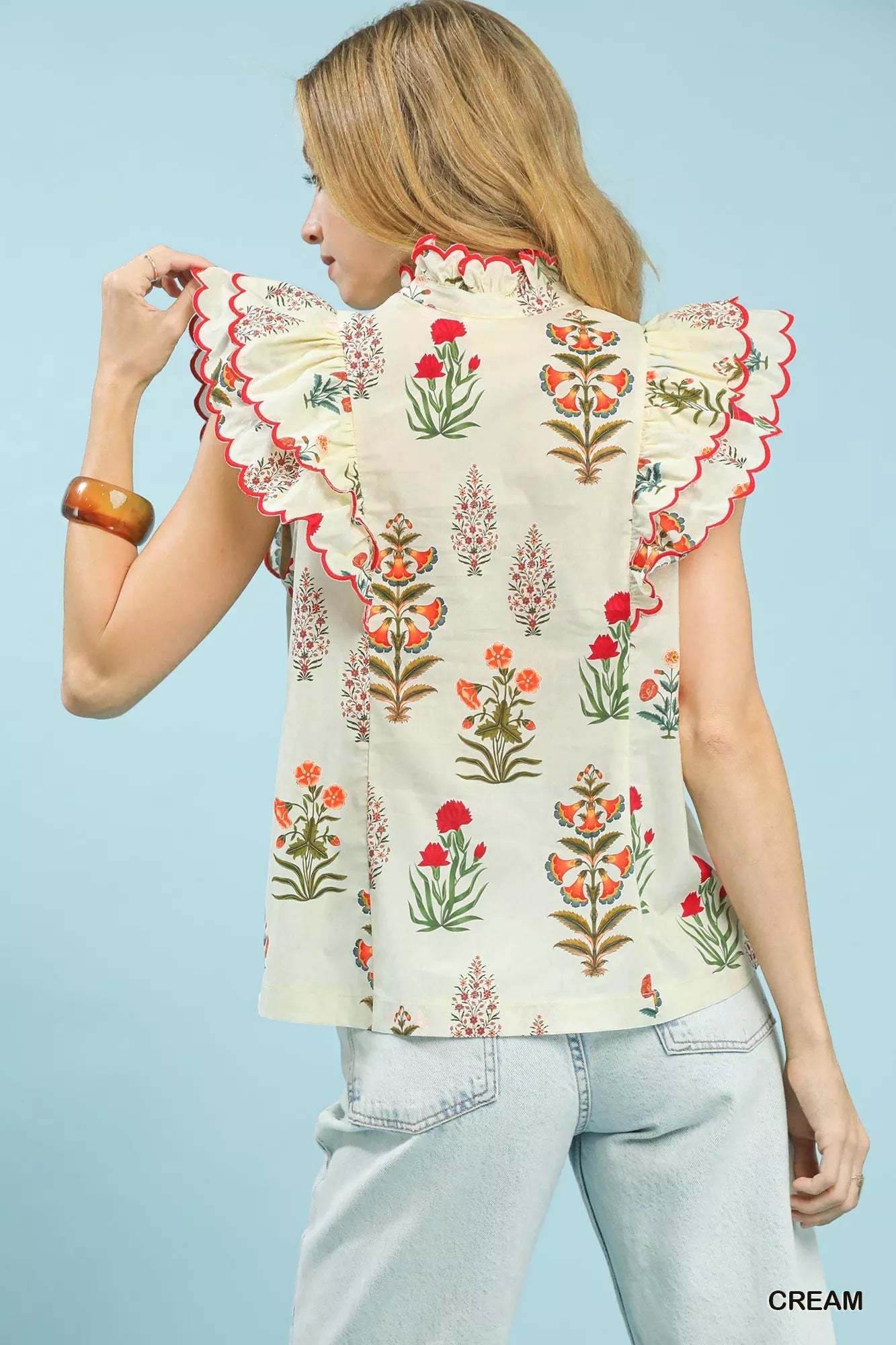 Umgee Block Floral Print Top - Bitsy Gypsy Boutique