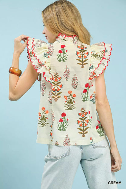 Umgee Block Floral Print Top - Bitsy Gypsy Boutique
