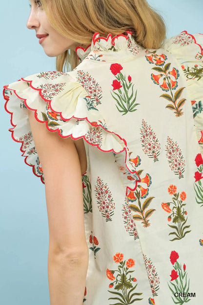 Umgee Block Floral Print Top - Bitsy Gypsy Boutique