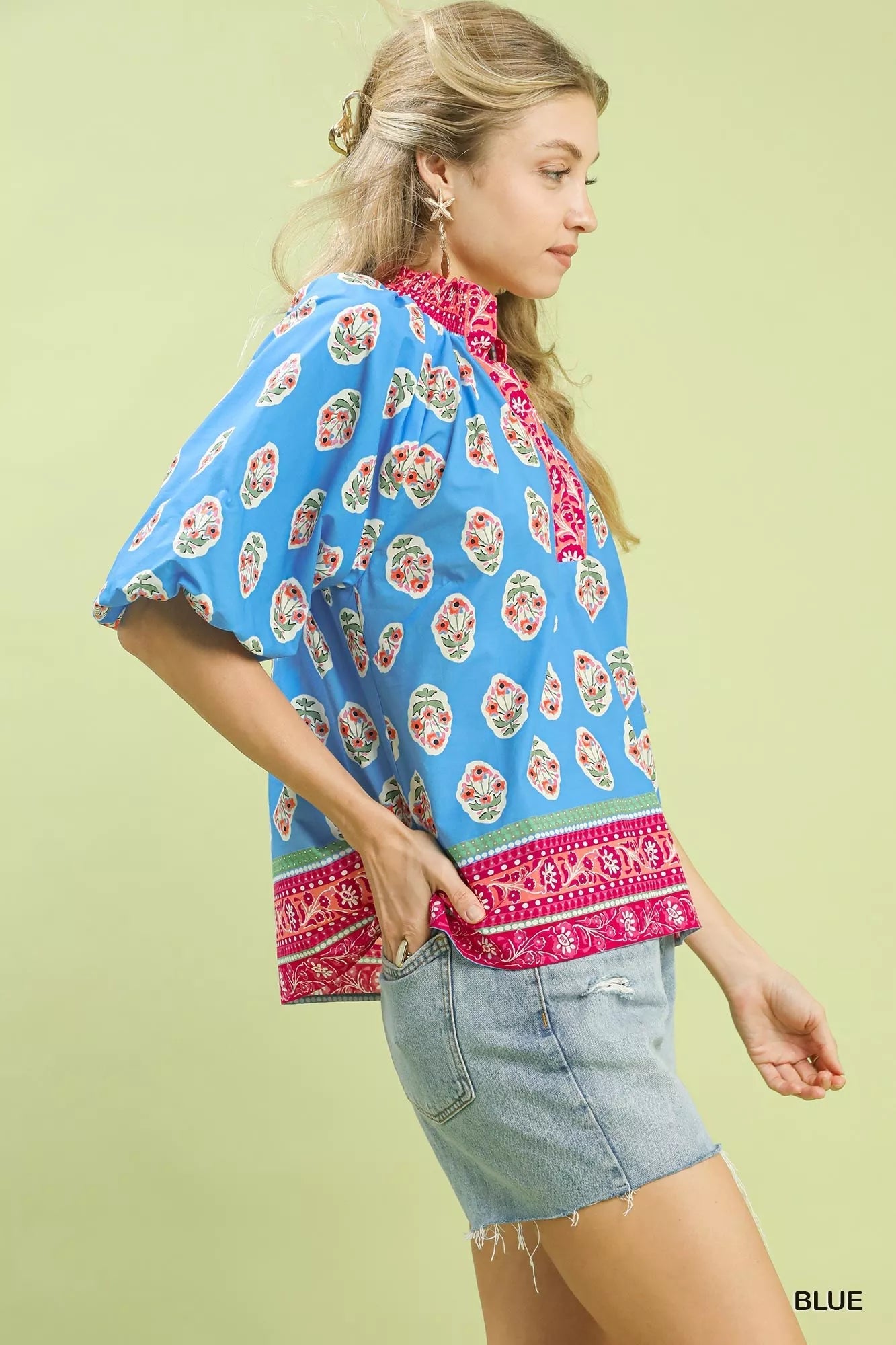 Umgee Boho Border Print Peasant Top - Bitsy Gypsy Boutique