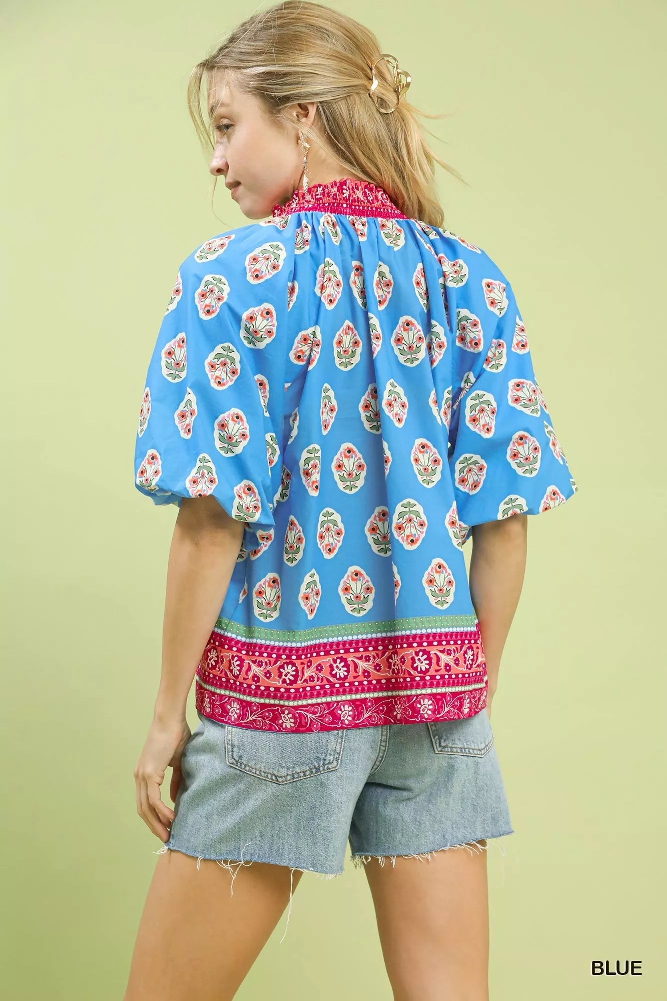 Umgee Boho Border Print Peasant Top - Bitsy Gypsy Boutique