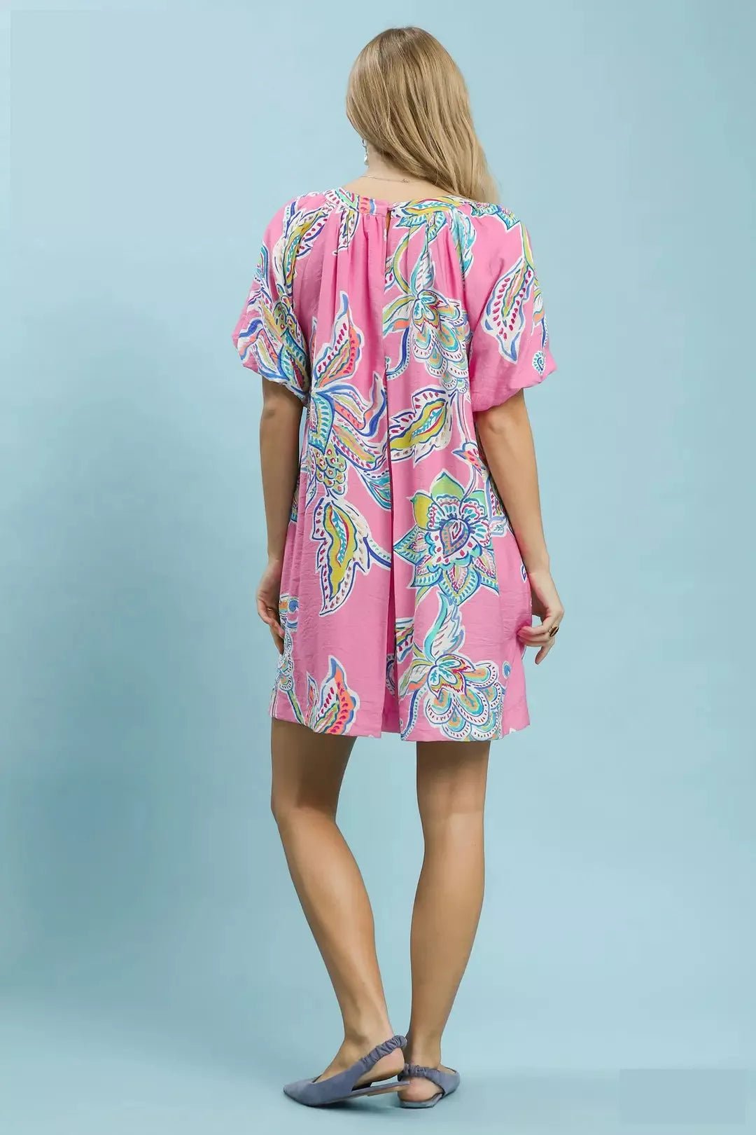 Umgee Boho Floral Print Mini Dress with Pockets - Bitsy Gypsy Boutique