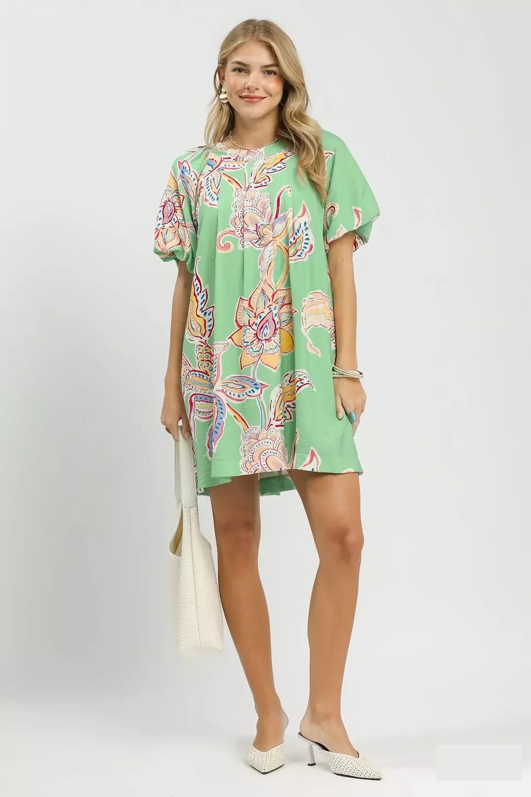 Umgee Boho Floral Print Mini Dress with Pockets - Bitsy Gypsy Boutique