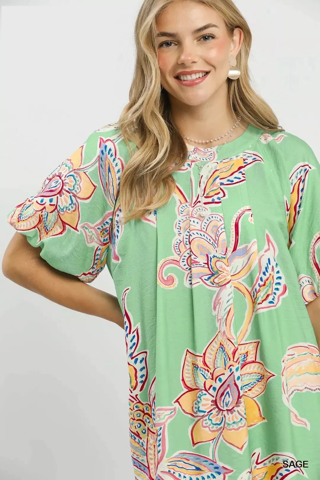 Umgee Boho Floral Print Mini Dress with Pockets - Bitsy Gypsy Boutique