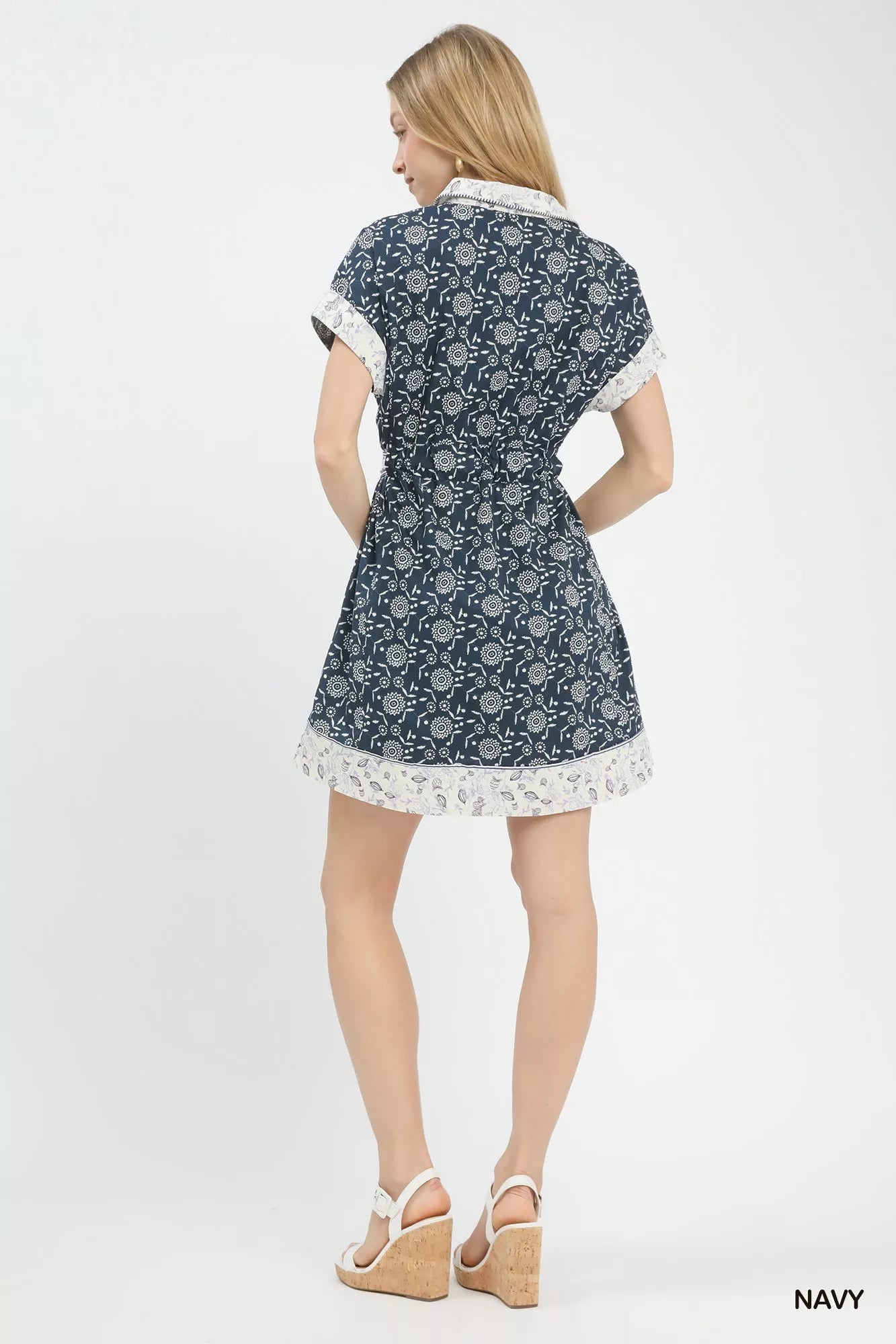 Umgee Border Print Belted Shirt Dress - Bitsy Gypsy Boutique