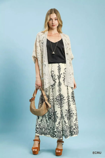 Umgee Border Print Wide Leg Pants - Bitsy Gypsy Boutique