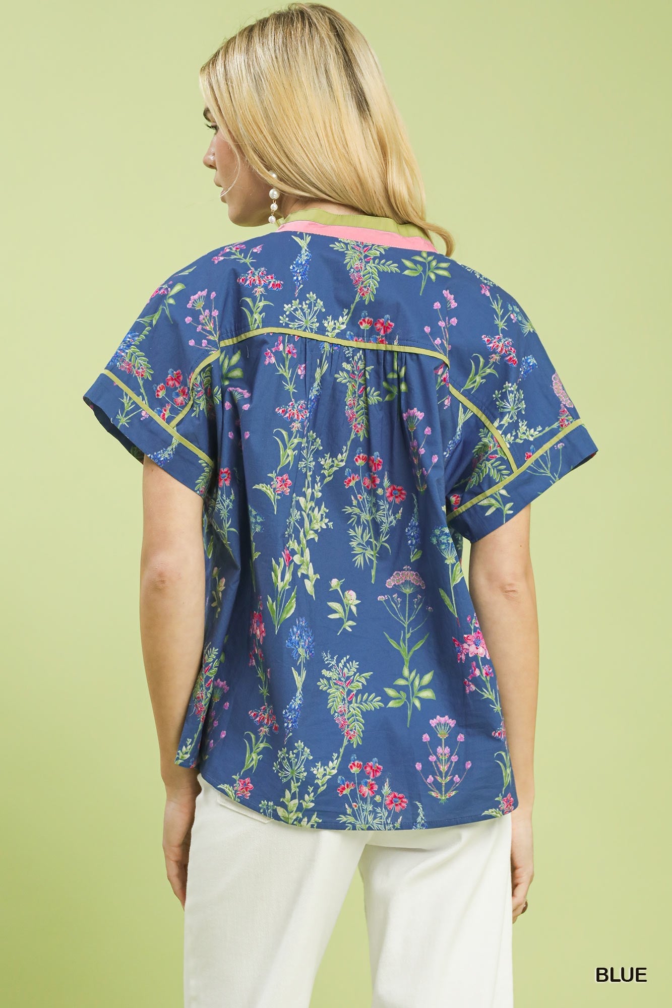 Umgee Botanical Floral Button Front Top - Bitsy Gypsy Boutique