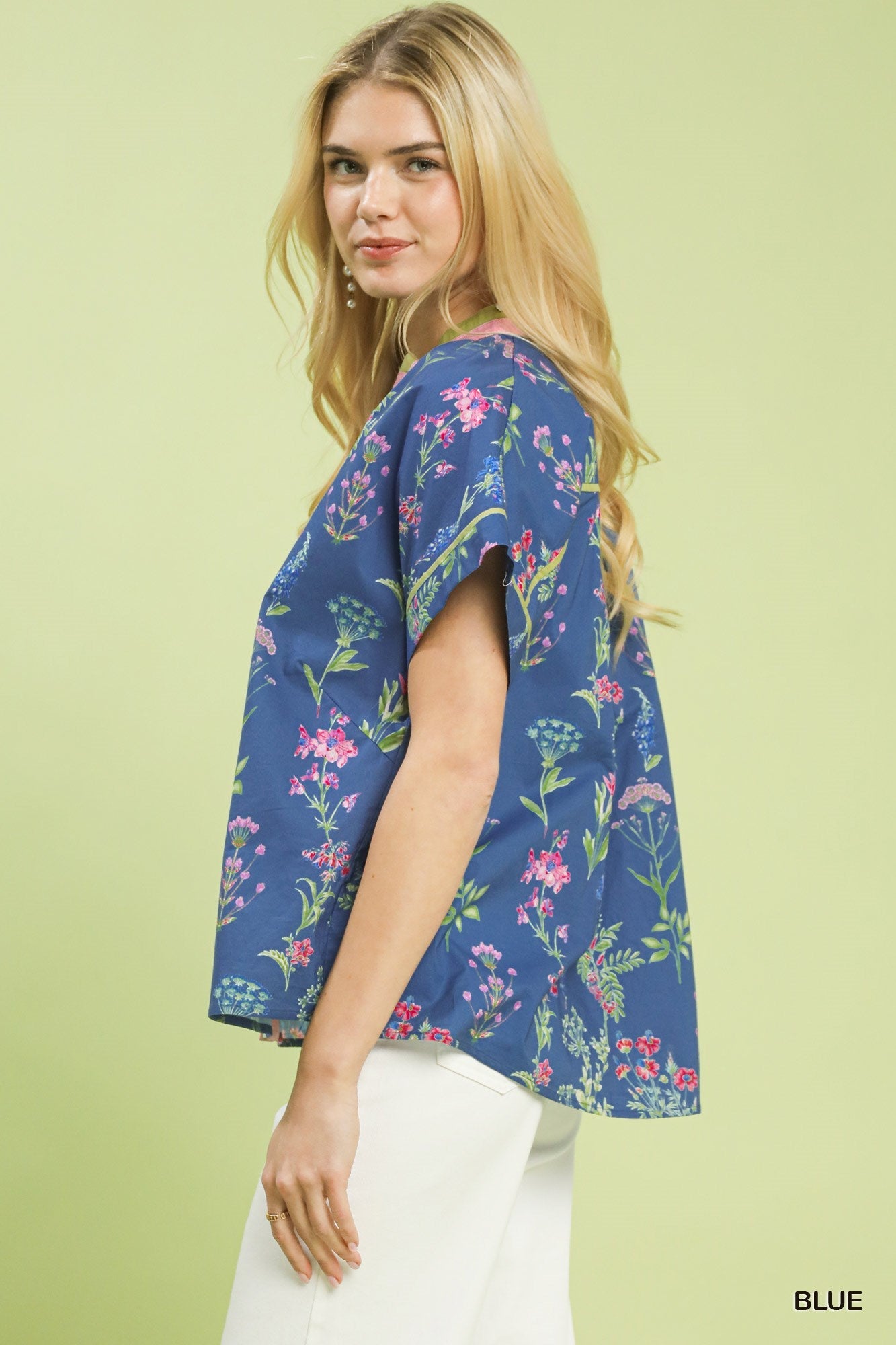 Umgee Botanical Floral Button Front Top - Bitsy Gypsy Boutique