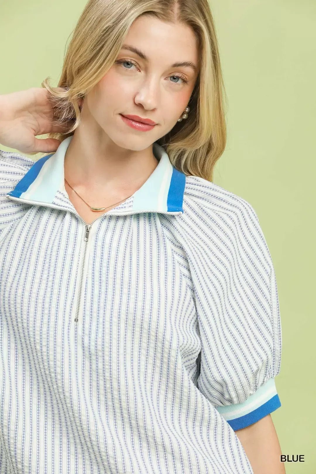 Umgee Botanical Print Puff Short Sleeve Blouse - Bitsy Gypsy Boutique