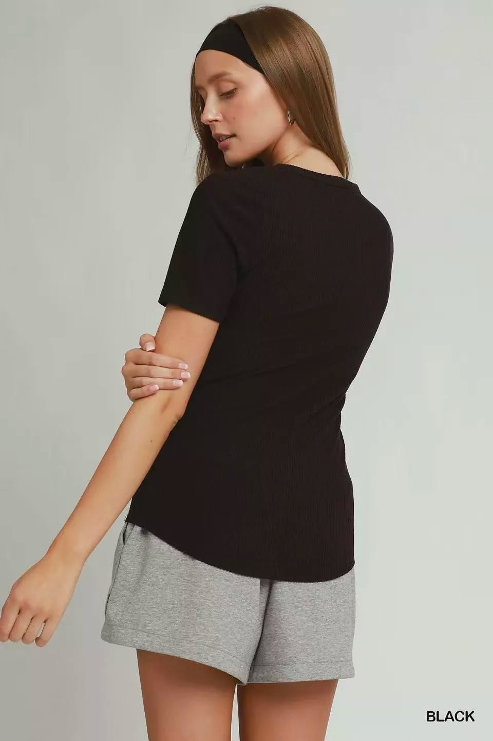 Umgee Brushed Rib Short Sleeve Top - Bitsy Gypsy Boutique